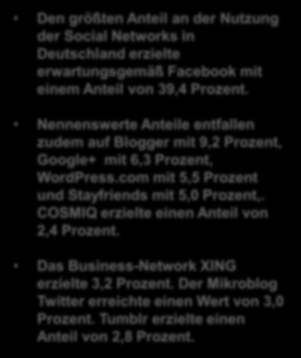MARKTANTEILE DER TOP 10 SOCIAL NETWORKS IM 2. HALBJAHR 2013 Twitter.