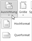 Seitenausrichtung: Hoch- und Querformat Seitenausrichtung bestimmen Ob das für Ihr Word-Dokument geltende Papierformat im Hochformat oder im Querformat bedruckt wird, können Sie im Register