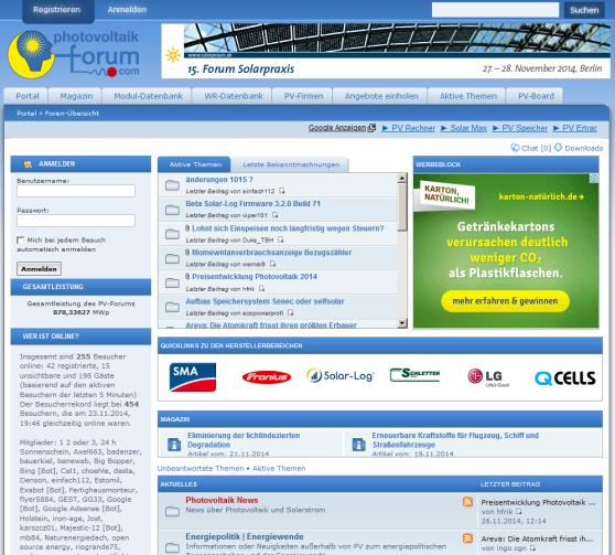 Website www.photovoltaikforum.com Zugriffe Rund 1.200.000 PI/Monat Preis Banner Superbanner Magazin 600 EUR/Monat (ca. 30.