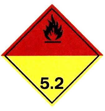 Gefahr-/ Großzettel Klassen 5.1 und 5.2 > Entzündend (oxidierend) wirkende Stoffe und organische Peroxide < Klasse 5.1 Entzündend (oxidierend) wirkende Stoffe Klasse 5.