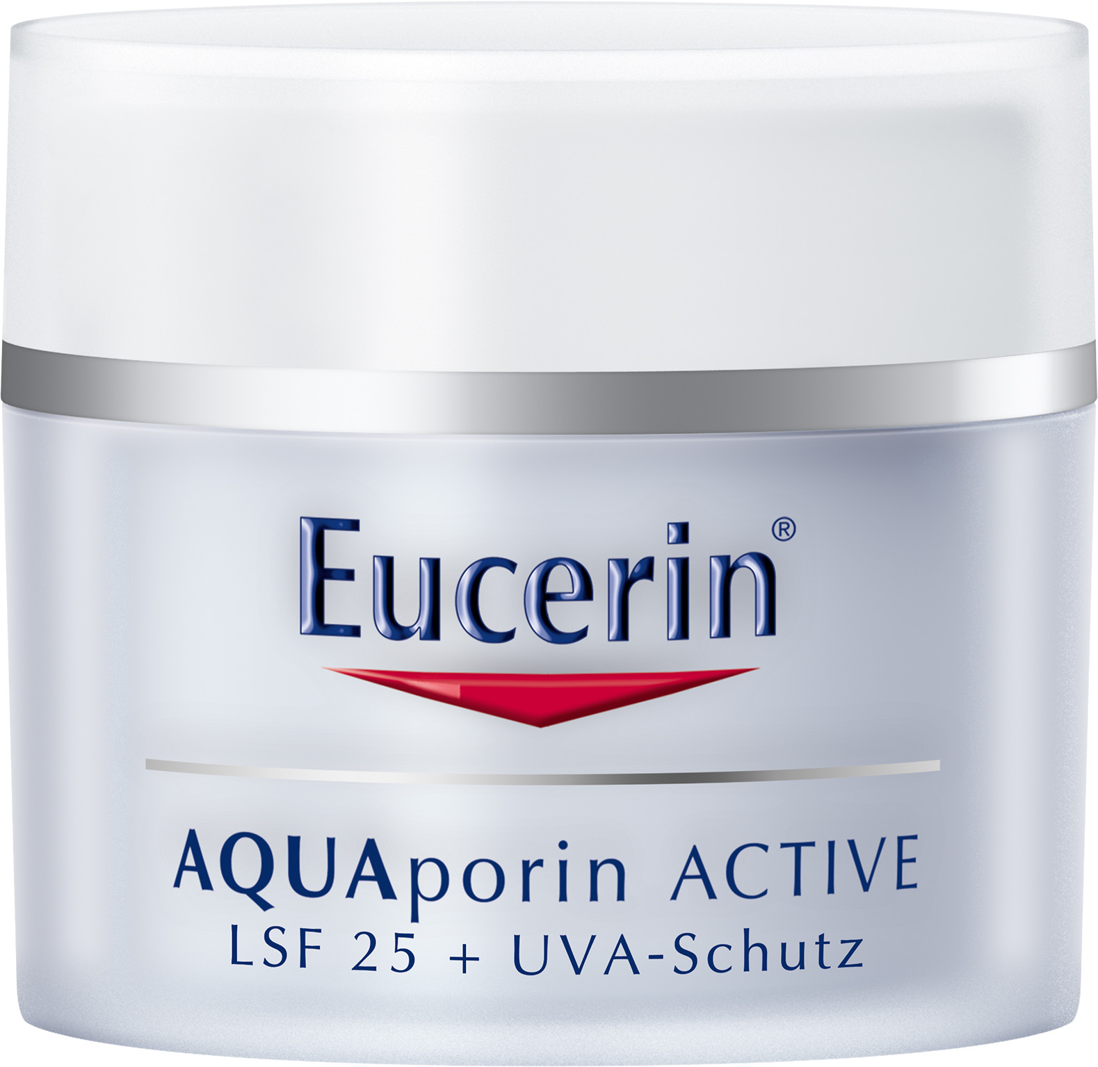 Eucerin AQUAporin ACTIVE LSF 25 + UVA-Schutz Für alle Hauttypen 50 ml PZN 10961404 UVP 19,50 Euro O/W Emulsion für die feuchtigkeitsarme, empfindliche Haut (alle Hauttypen) Mit UVA-/UVB-Schutz (gemäß