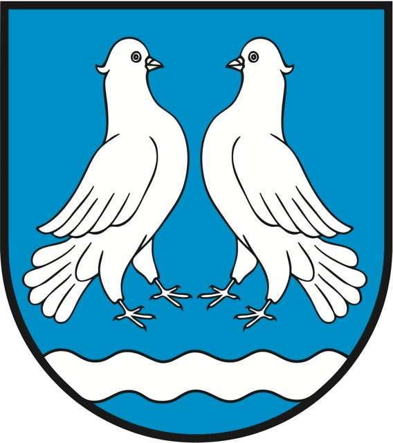 Anhang 1: Wappen der Gemeinde Kulm Das Wappen zeigt über einem silbernen Wellenbalken, welcher die Wyna symbolisiert, in Blau zwei einander zugewandte silberne Tauben.