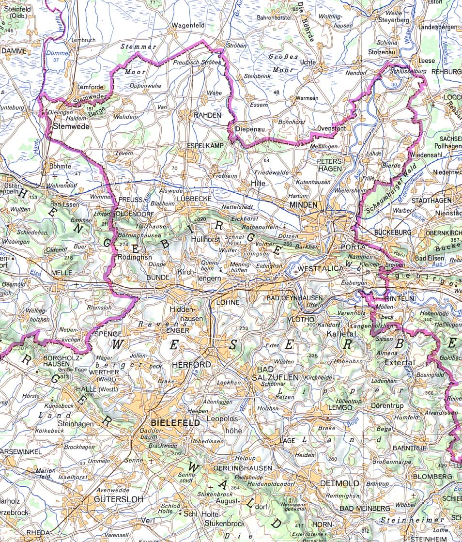Anlage 3 Topografische Karte Kreis Minden-Lübbecke (Ausschnittvergrößerung aus der