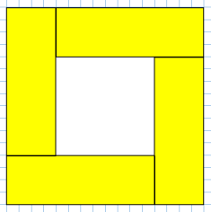 fünftes Quadrat: Seitenlänge 1 cm 22 Die Teile passen nur scheinbar zusammen. Beim genauen Hinschauen entdeckt man, dass die Karolinien leicht verschoben sind.
