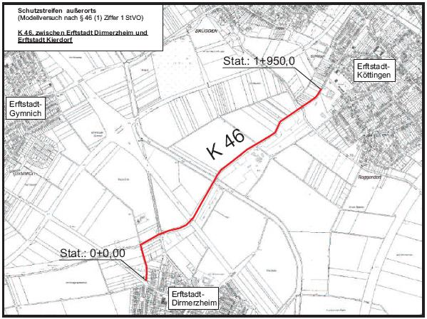 PGV Schutzstreifen außerorts Phase I 19 Rhein-Erft-Kreis Straße K 46 Streckenkürzel BM2 Streckenlänge (in m) 1.