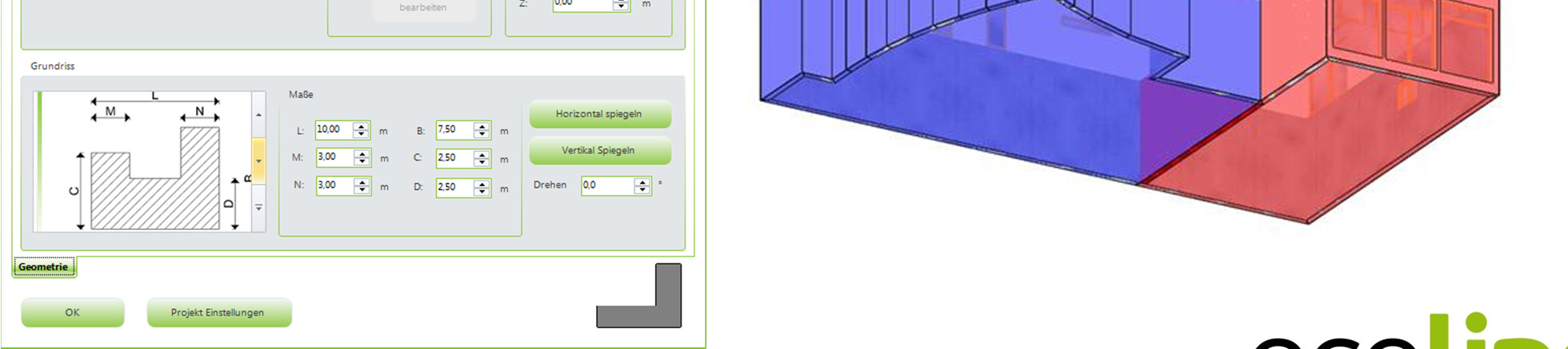 Geometrie von einfachen und komplexen Gebäuden