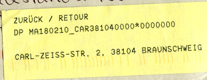 Einschreiben Ortsbrief 1997 BRAUNSCHWEIG 37 (38106) (21.-4.97-12) - a Zur Zustellung? Einschreiben Recommand Brief von BS nach 30449 Hannover Packstation 135 (BZ 38) (15.02.