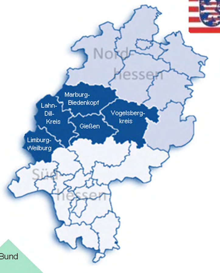 Regierungspräsidium Gießen Der Regierungsbezirk Mittelhessen Fläche: 5.381 km 2 Bevölkerung: 1.042.