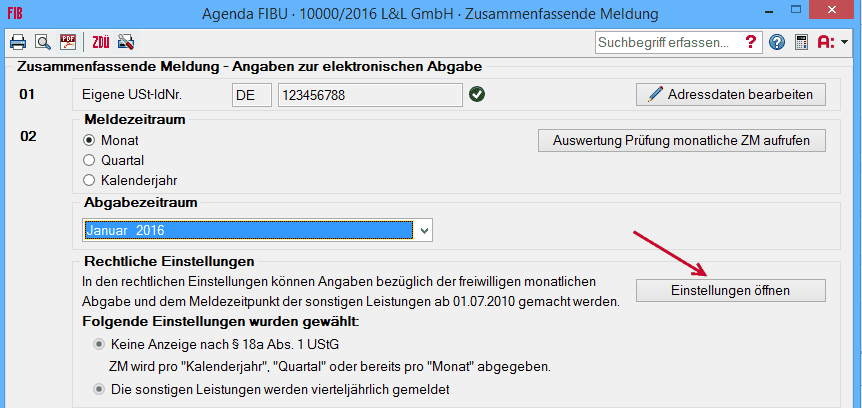 Seite 4 4. Meldezeitraum und Abgabezeitraum wählen 1. Wieder nach Agenda FIBU wechseln. 2.»Transfer Bereitstellen Zusammenfassende Meldung«. 3. Meldezeitraum + Abgabezeitraum wählen.