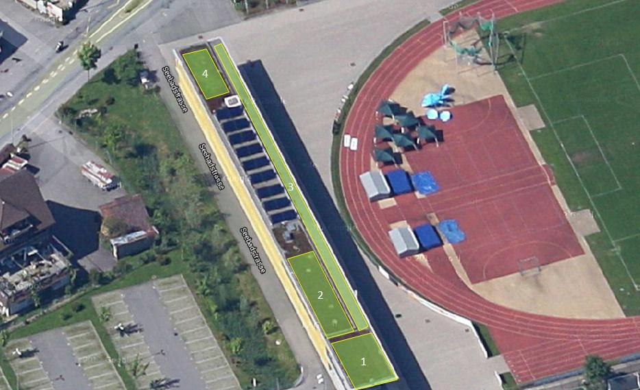 Seite 14 von 49 4.3 Seefeld Sportplatz Objekt Dach Fläche in m² PV-Leistung in kw Ertrag in kwh/jahr 3.