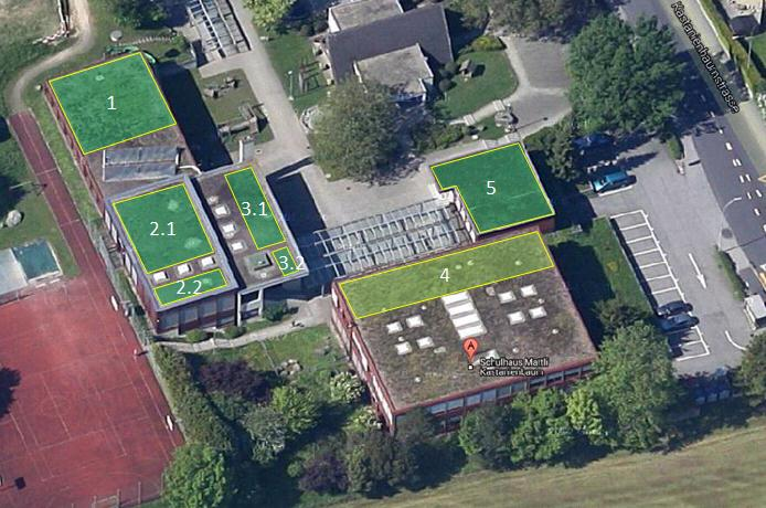 Seite 33 von 49 4.8 Schulhaus Mattli Objekt Dach Fläche in m² PV-Leistung in kw PV-Ertrag in kwh/jahr 8.
