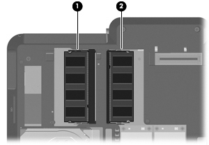 Hinzufügen oder Austauschen eines Speichermoduls Der Computer verfügt über ein Speichermodulfach an seiner Unterseite.