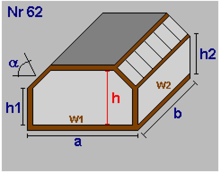 Geometrieausdruck Abschrägung a = 1,30 b = 1,30 lichte Raumhöhe = 2,56 + obere Decke: 0,46 => 3,02m BGF -0,85m² BRI -2,55m³ Wand W1 Wand W2 Wand W3 Decke Boden -3,93m² AW01 AW1 Ziegel30_WDVS20 5,55m²
