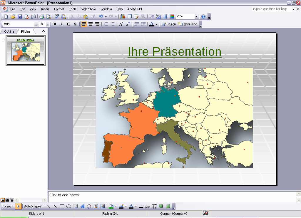 Abbildung 8: Kartenausschnitt eingebunden in eine Powerpoint Präsentation.