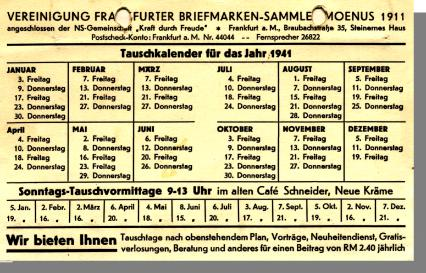 101 Jahre Vereinigung Frankfurter Briefmarkensammler MOENUS 1911 e.v. Mitglied im BDPh www.moenus1911.
