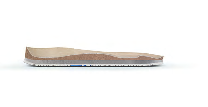 Veloursleder- Decksohle Obere Juteschicht Kork- Latex-Kern Untere Juteschicht Für besonders hohe Ansprüche wurde das Original Birkenstock Fußbett mit einer Zwei-Komponentensohle versehen.