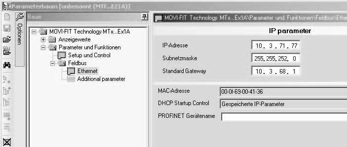 14 Konfiguration im Transparent-Mode Gerätetausch 6. Wechseln Sie zum Fenster "Gerätefunktionen" / "Setup" / "Ethernet".