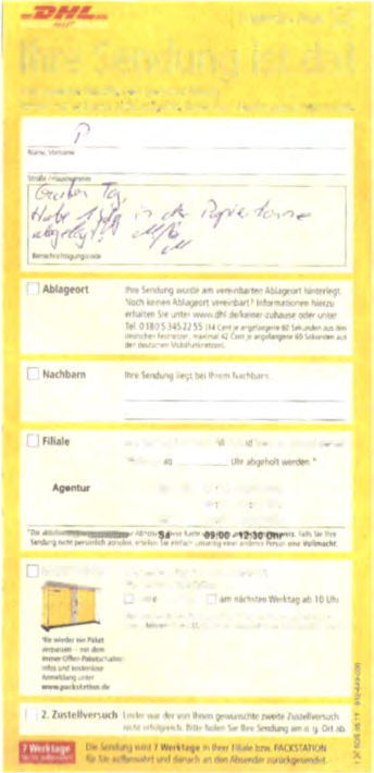 Report I Service & Su pport Deutsche Post I h re Send u ng i st da! Sthr get'hrtf' Kundin Sf"hr 9f' htter Kunde, leider w.u f' heull' n cht mogllch ltmt>n lhte '") I Sendung(en : ru.tu tl!