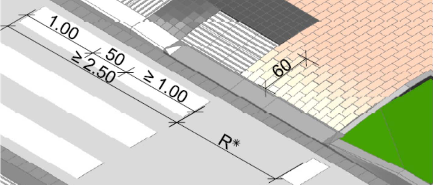 Querungsstellen Standard Doppelquerung Neuerungen mit LF 2012 6cm 2 3cm 3 1 1. Freihalten des Radweges von Bodenindikatoren 2.