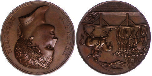 Medaillen Ausland vor 1900 2329 o.j.(1715-1774), Ludwig XV., Silberjeton. Av: Brustbild nach rechts, darum Umschrift. Rev: Gebäude. Durchmesser ca. 29mm, 8g, ss-vz.