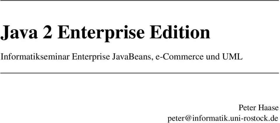 JavaBeans, e-commerce und UML