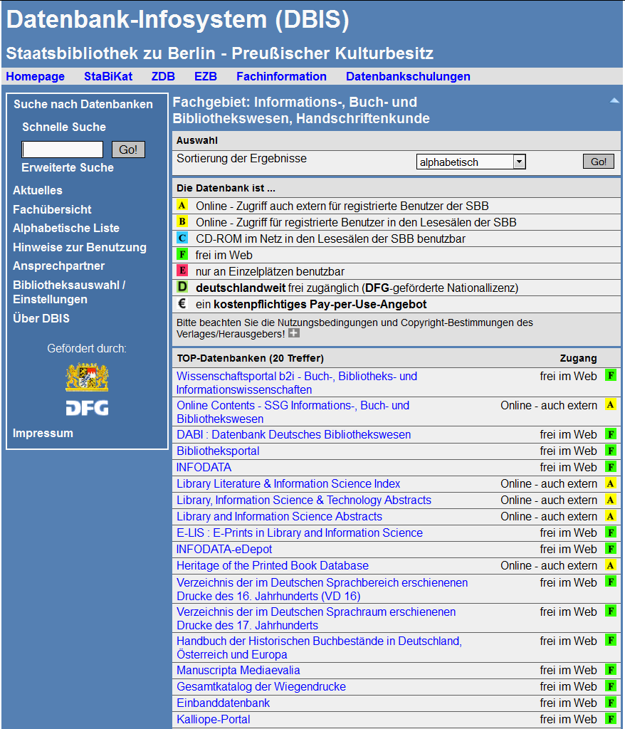 Datenbank-Informationssystem http://rzblx10.uni-regensburg.