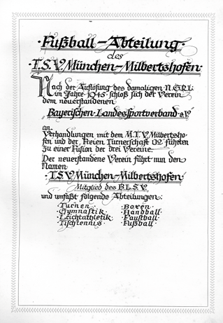 Die Vereinschronik Die Vereinschronik 1940 Am 1. November 1940 erreichte den Verein die traurige Nachricht vom plötzlichen Tod des Vereinsvorsitzenden Max Faßoli. Sein Nachfolger wurde Max Fertl.