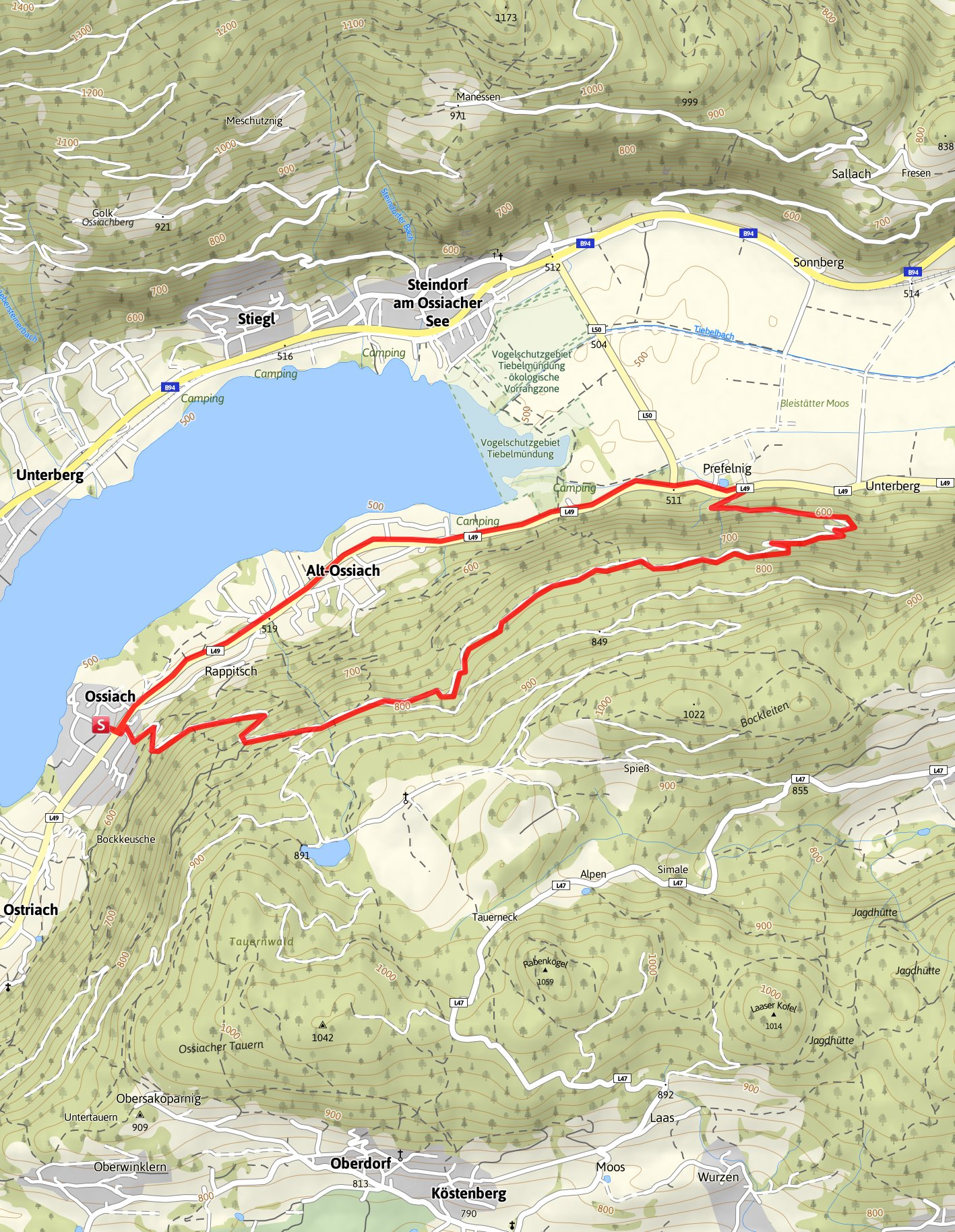 Prefelnigtour - Mountainbike Tour am Ossiacher See (Nr. 10) 11,3 km 1:45 Std.