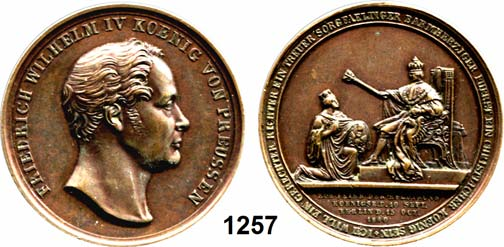 TEMPELHOFER MÜNZENHAUS 43 Friedrich Wilhelm IV. 1840-1861 1251 Goldmedaille 1840 (K. Fischer/C. Pfeuffer bei Loos) auf die Huldigung in Königsberg. Kopf rechts.
