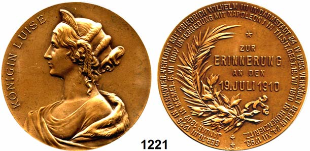 38 TEMPELHOFER MÜNZENHAUS Spätere Medaillen auf Königin Luise 1216 Silbermedaille 1903 (E. Finke, Berlin) zum Andenken an die Fahnenweihe des Luisenstädtischen Scharf - Schützen - vereins.