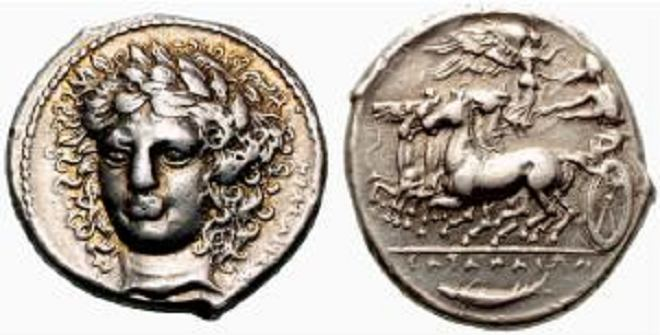 Lot number: 15 Price realized: 3,200 CHF SIZILIEN GELA No.: 15 Rufpreis-Opening bid: CHF 2000 d=25 mm AR-Tetradrachme. 17,01 g. 480/75-475/70. Av: Wagenlenker in Quadriga n. r., von l.