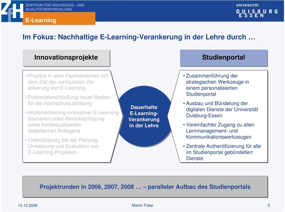 -Projekten Dauerhafte - Verankerung in der Lehre Zusammenführung der strategischen Werkzeuge in einem personalisierten Ausbau und Bündelung der digitalen Dienste der Universität Duisburg-Essen