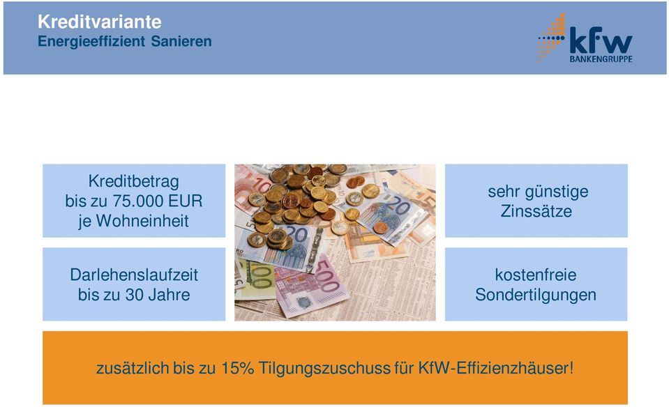 000 EUR je Wohneinheit sehr günstige Zinssätze