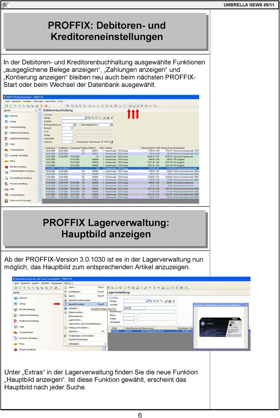 PROFFIX Lagerverwaltung: Hauptbild anzeigen Ab der PROFFIX-Version 3.0.