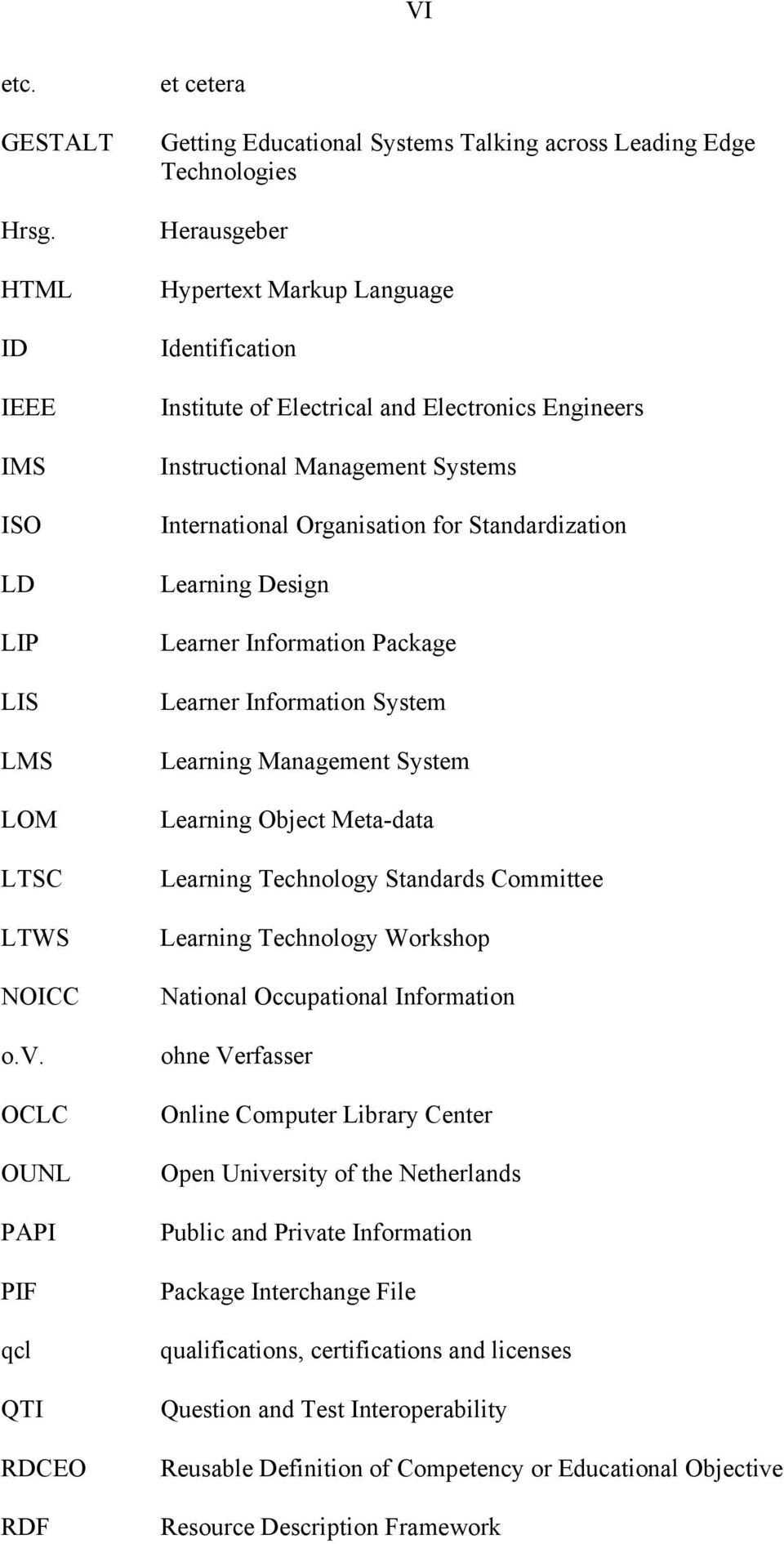 Electronics Engineers Instructional Management Systems International Organisation for Standardization Learning Design Learner Information Package Learner Information System Learning Management System