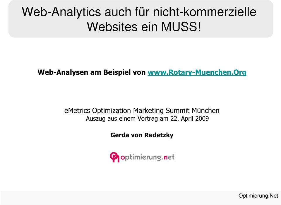 org emetrics Optimization Marketing Summit München