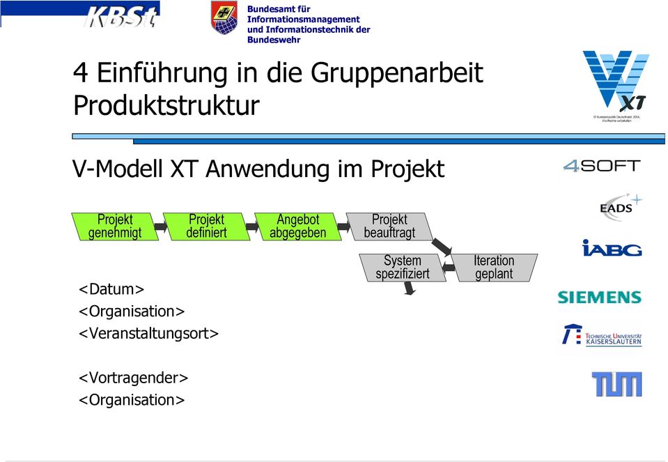 Gruppenarbeit Produktstruktur V-Modell XT Anwendung im
