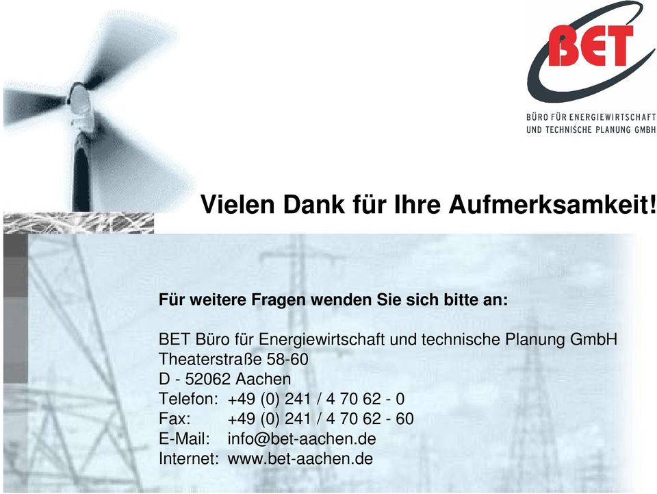 Energiewirtschaft und technische Planung GmbH Theaterstraße 58-60 D -
