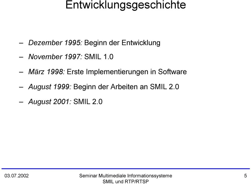 0 März 1998: Erste Implementierungen in Software