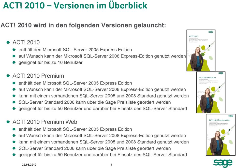 2010 Premium enthält den Microsoft SQL-Server 2005 Express Edition auf Wunsch kann der Microsoft SQL-Server 2008 Express-Edition genutzt werden kann mit einem vorhandenen SQL-Server 2005 und 2008