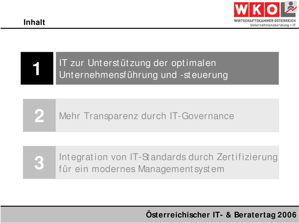 Transparenz durch IT-Governance 3 Integration von