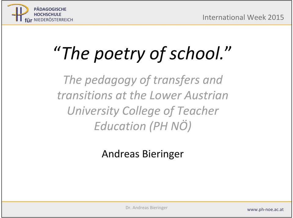 The pedagogy of transfers and transitions
