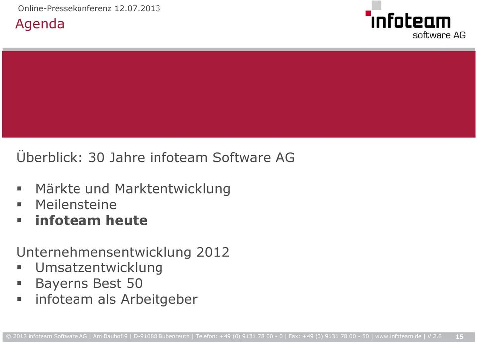infoteam heute Unternehmensentwicklung 2012
