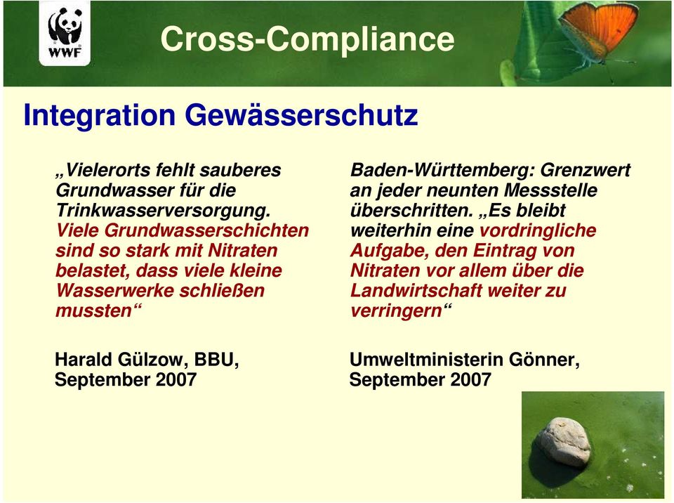 Gülzow, BBU, September 2007 Baden-Württemberg: Grenzwert an jeder neunten Messstelle überschritten.
