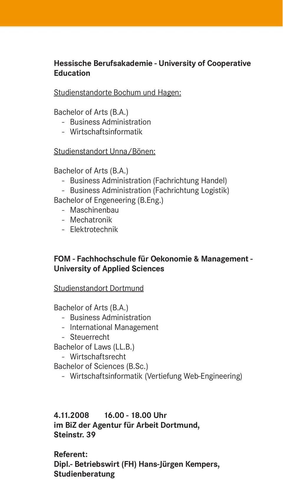 Eng.) - Maschinenbau - Mechatronik - Elektrotechnik FOM - Fachhochschule für Oekonomie & Management - University of Ap