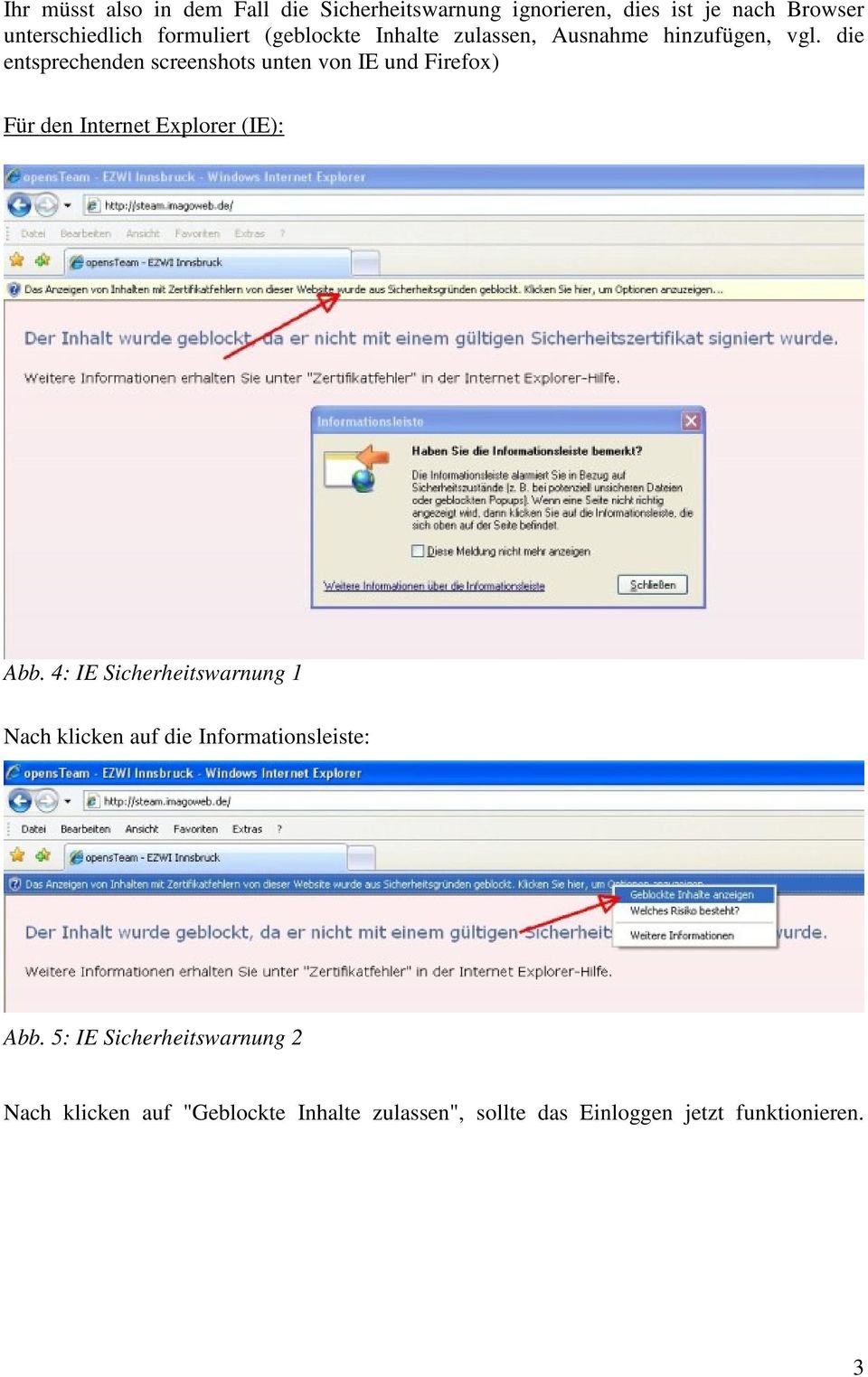 die entsprechenden screenshots unten von IE und Firefox) Für den Internet Explorer (IE): Abb.