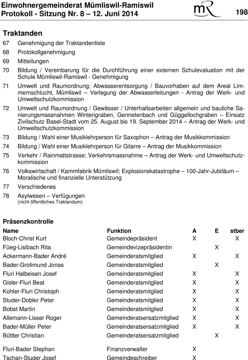 Mümliswil-Ramiswil - Genehmigung 71 Umwelt und Raumordnung; Abwasserentsorgung / Bauvorhaben auf dem Areal Limmernschlucht, Mümliswil Verlegung der Abwasserleitungen - Antrag der Werk- und