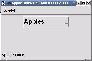 5 Choice Menus Ergebnis mit Appletviewer: 8.29 6 Text Fields Text Fields sind einzeilige Textfelder in denen man Text einbringen und ändern kann.