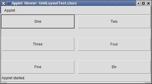2 Grid Layout Beispiel: /* grid layouts */ import java.awt.*; public class GridLayoutTest extends java.applet.