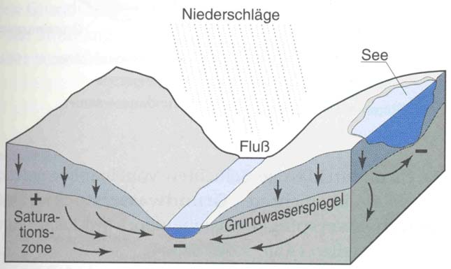 Grundwasser ungesättigte Zone Deckschicht Sickerwasserzone Kapillarsaum GW-Oberfläche gesättigte Zone